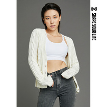  SHAPE Wang Xiaos private clothes as soon as possible Autumn and winter cardigan knitted sweater college style warm V-neck slim-fitting outer top