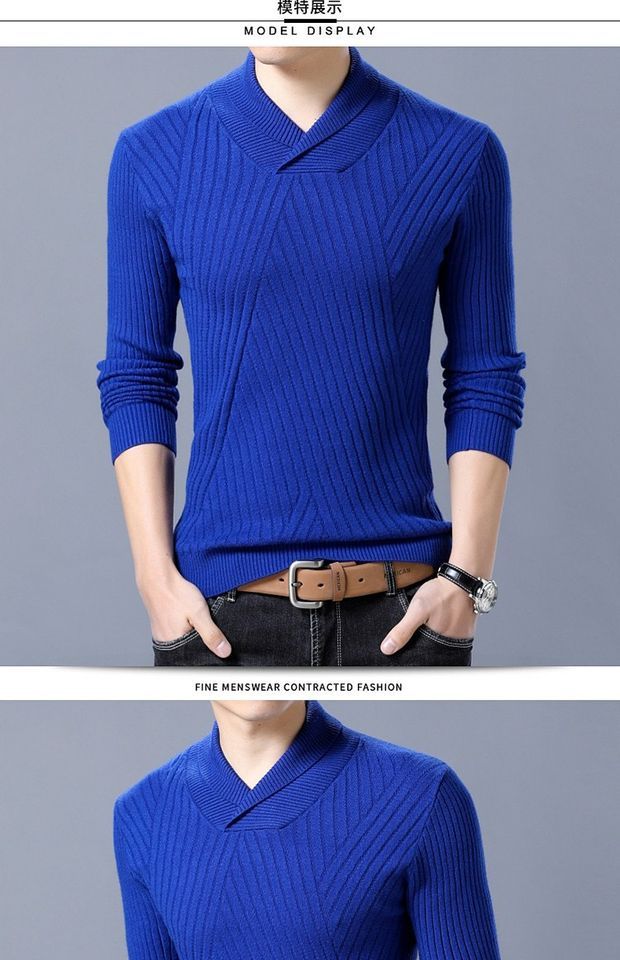 Áo len nam Ordos len nam cổ chữ V trùm đầu áo len cashmere mùa thu và mùa đông dày áo len nam ấm áp áo nam hàng hiệu