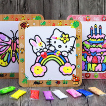 Childrens snowflake mud painting Pearl mud painting clay painting diy hand-made coloring painting Three-dimensional wooden stick stick painting