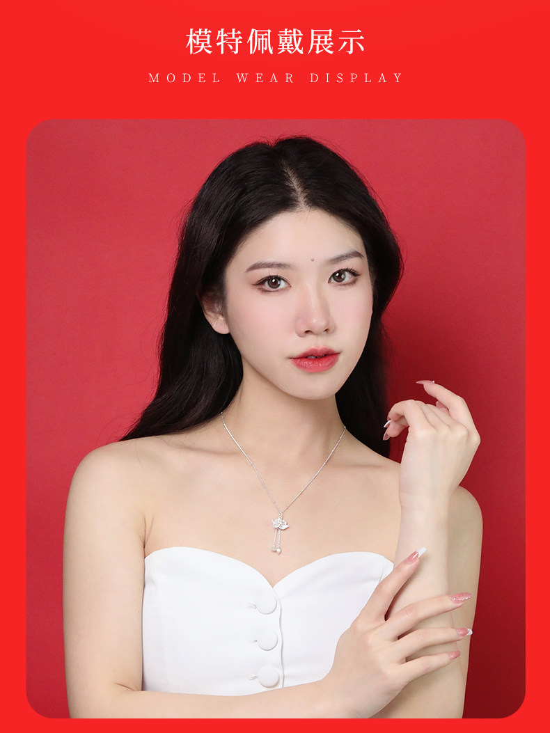 Серебряное ожерелье 老银匠s990足银项链莲花两世欢银吊坠古风好运莲莲流苏纯银毛衣链 Old silversmith