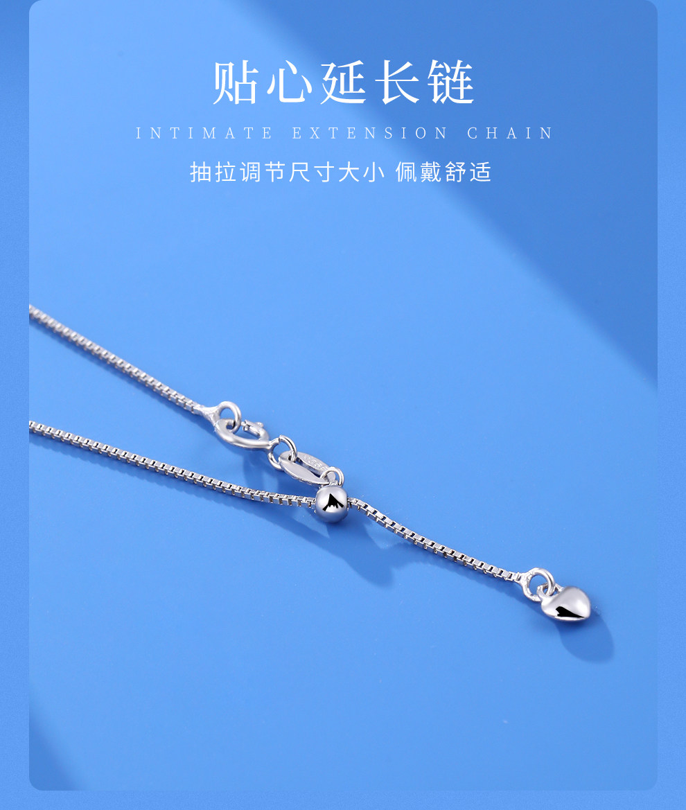 Серебряное ожерелье 老银匠s925银托帕石项链女银吊坠小众设计轻奢圆形蓝色纯银锁骨链 Old silversmith