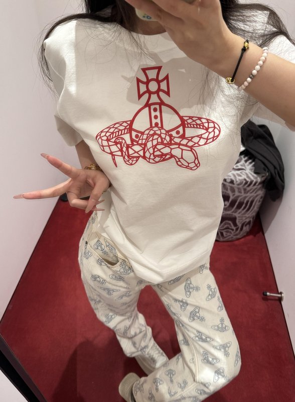 [for Those Who Request It] Saturn Vivienne25Ss Year of the Snake Limited Edition Printed T-Shirt, Round Neck, Pure Cotton, Short-Sleeved, Women's