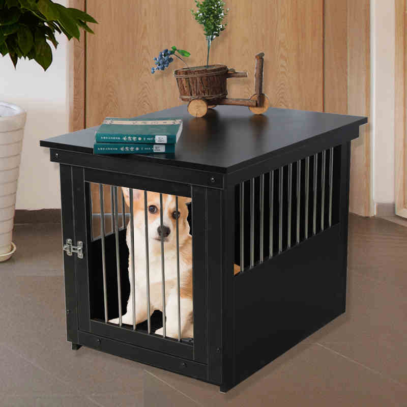 Wood Stainless Steel Dog Cage Sub Medium Dog Small Dog With Toilet Separated Indoor Home Teddy Chai Dog Pet Cage