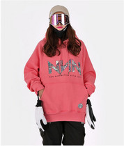  18-19NNN ski suit sweater mens and womens single and double board warm wear-resistant plus velvet lengthened plus hoodie pink