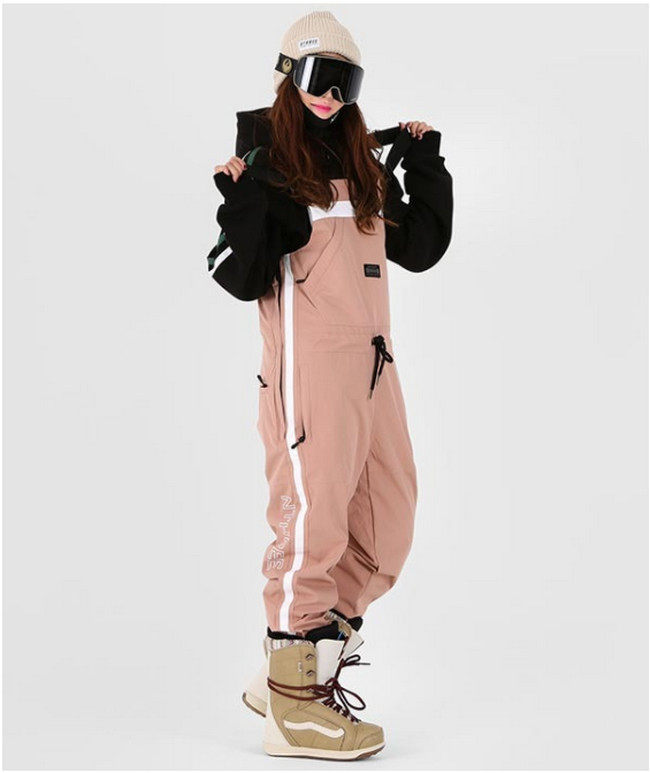 1819NNN Korean ski pants holding baby bag pants men's and women's single-board waterproof wear-resistant loose leg pink special