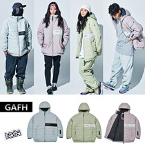 GAFH Korean ski jacket mens and womens single double board waterproof windproof warm black and white pink hooded ski suit