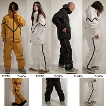 Korean ski pants mens and womens veneer thin leg pants loose slim waterproof wear-resistant letter white yellow FIMAFIA