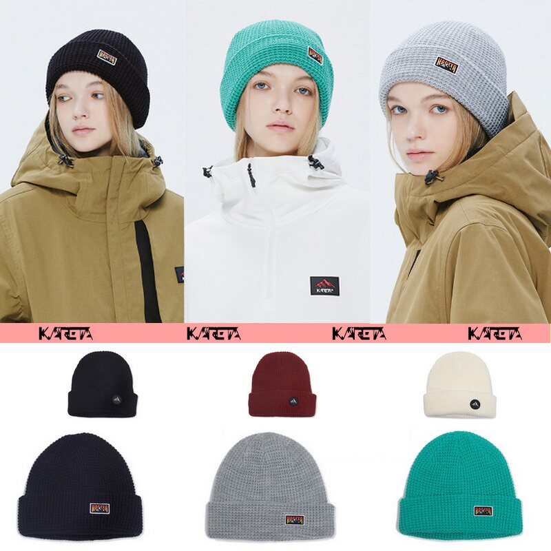 2122KARETA Korean ski hat windproof warm knitted hat winter outdoor leisure line cap men and women black and white