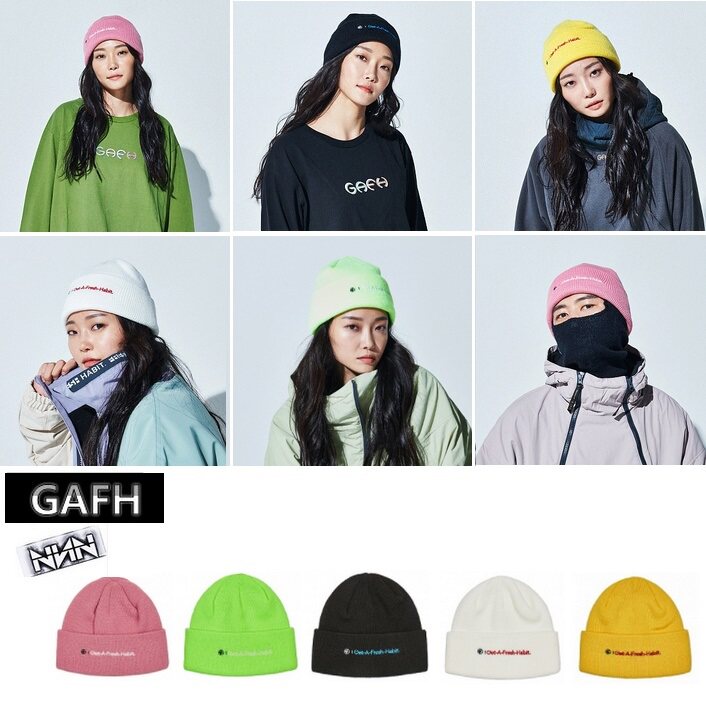 GAFH Korea ski hat men and women single double board hat outdoor sports knit cord hat anti cold and warm black yellow