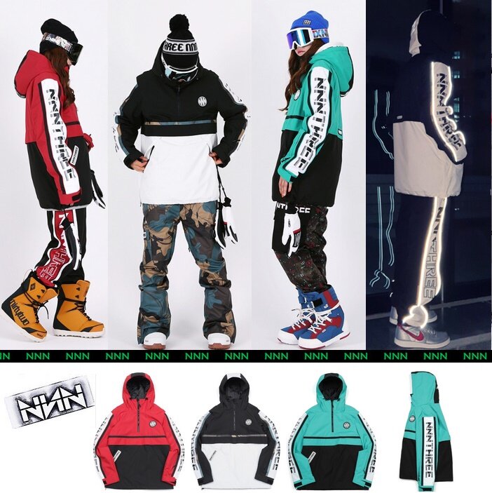 Special price NNN Korean ski suit jacket blouse waterproof wind abrasion-proof cotton warm male and female same reflective red white