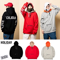 HOLIDAY Korean ski clothes sweater hip hop loose extended hoodie men and women single double board black Gray Red Special