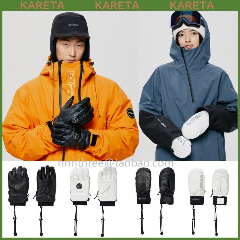 2223KARETA Korean ski gloves waterproof and wear resistant hand smell winter outdoor men and women in black