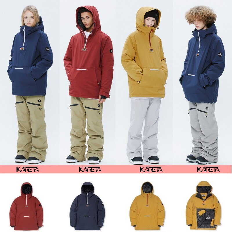 2122KARETA Korean ski suit waterproof windproof warm snowsuit pants male and female winter outdoor jacket veneer blue