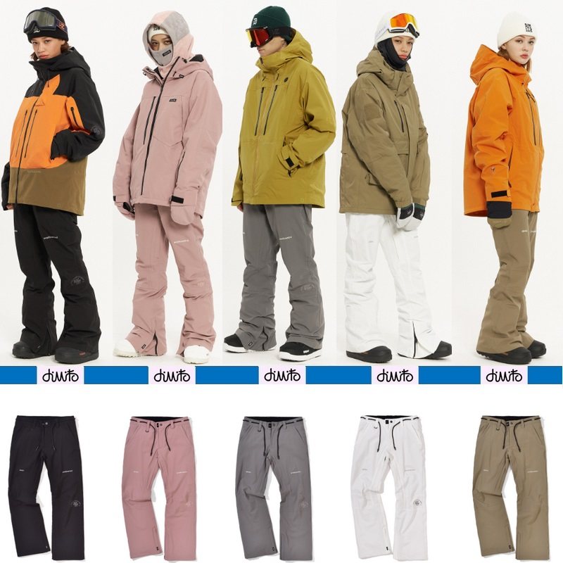 2021IMITO Korea Ski Pants Men's and Women's Singles and Ski Pants Slim Version Flared Pants Waterproof Wind Thin Black Pink