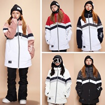 1920HIKARUSTYLE Korean ski suit mens and womens single and double board waterproof wear-resistant warm ski suit black pink