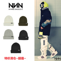 20-21NNN Korean ski hat winter knitted velvet hat mens and womens single and double board windproof breathable hooded black