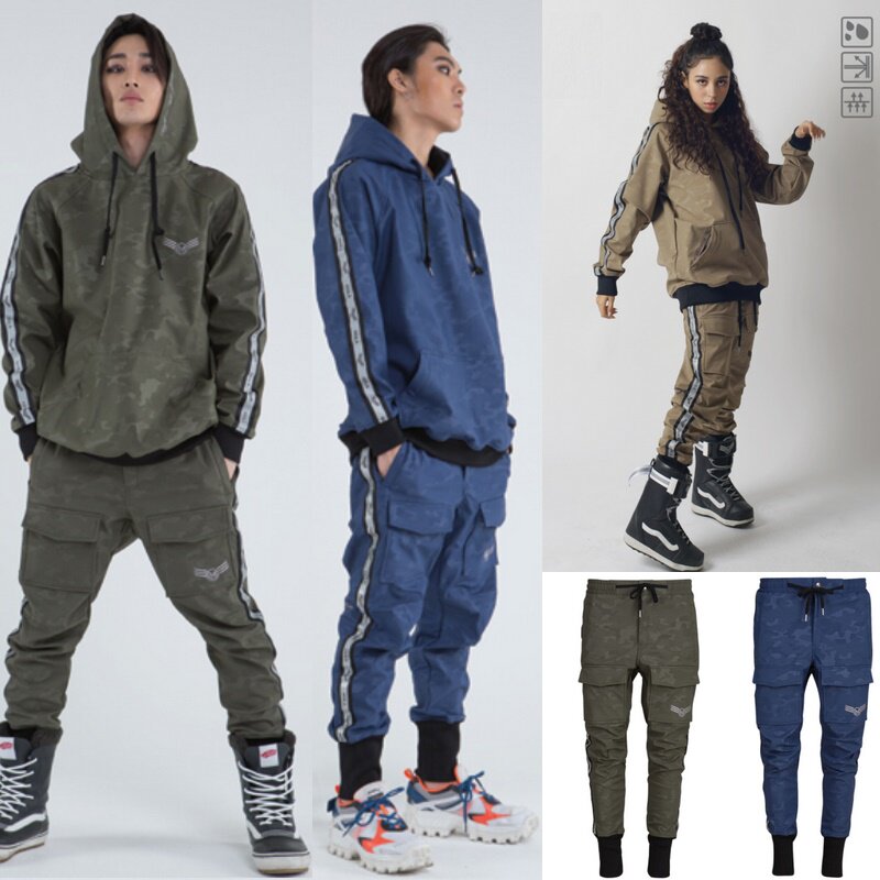 HOLA Han-Ed Tide Ski Pants Men and Women's Vertical High Waterproof Wear Resistance Stretch Containment Legs Black and White