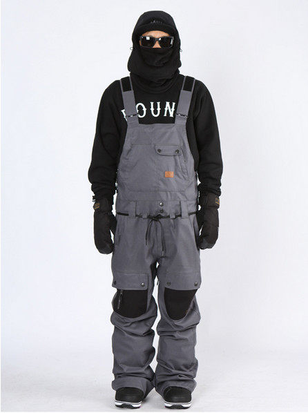 BOUND SOUTH KOREA Ski Pants With Baby Bag Pants Outdoor High Waterproof Abrasion Resistant Warm Men And Women Single Double Board Punching Pants Grey