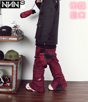 NNN ski pants Korea outdoor wine red hip hop mens and womens single double board high water release windproof pants