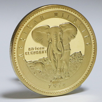 2014 African Zambia Commemorative Coins Elephant Gold Plated Coins Wildlife African Beast Foreign Currency Coins