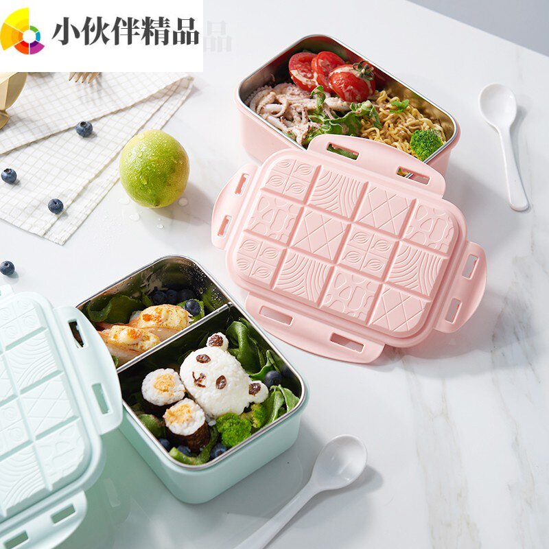 Lunch box office worker student lunch box portable stainless steel compartment with lid rice bowl Korean sealed large-capacity lunch box