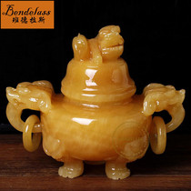 Banderas natural Topaz brave cover binaural three-legged censer ornaments home Zen censer coffee table decoration