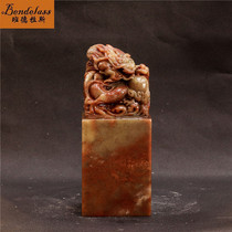 Banderras Stone Engraving Dragon Seal Jade Pendulum Pieces Natural Office Desktop Pendulum Piece Creative Business Gift