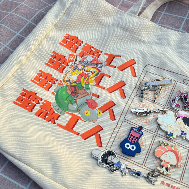 [Special Offer] Salmon Canvas Bag Large Capacity Adjustable Shoulder Strap Backpack Splatoon Fan Peripherals