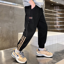 Childrens pants spring clothing CUHK Girl 2022 new boy casual pants 100 hitch a handsome spring and autumn bungling pants boy tide