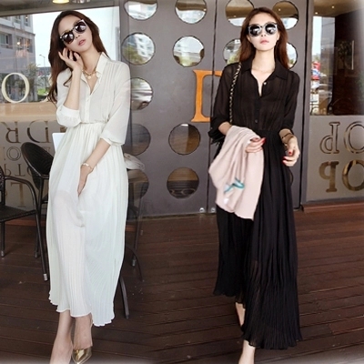 Spring and summer new bohemian temperament waist super fairy holiday dress slim and thin chiffon dress women's fashion