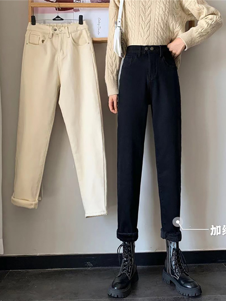 Boarder jeans children 2021 autumn and winter style high waist display slim and half tightness waist retro old daddy pants straight drum pants