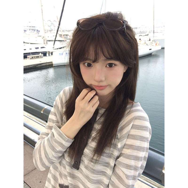 Korean-Style Gray Striped Henley Collar Sun-Protective Long-Sleeve T-Shirt for Women, Summer Sheer Loose Air-Conditioning Cover-Up Outerwear Top