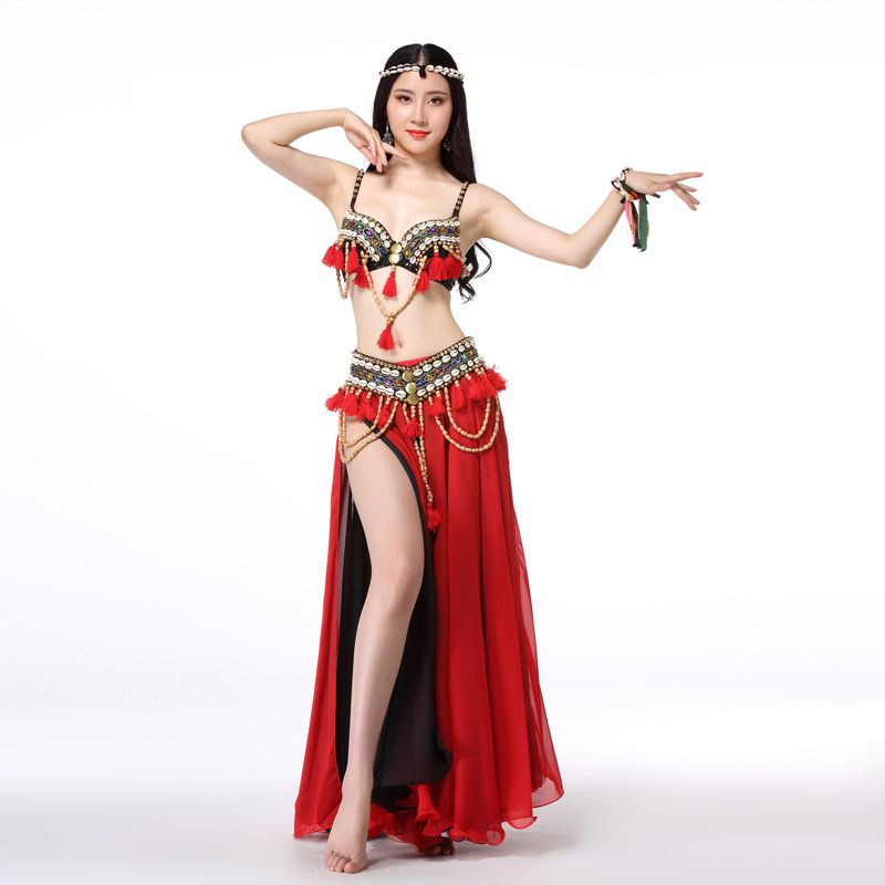 Odinalei 2021 new belly dance costume female adult sexy bra waist skirt tribal performance suit