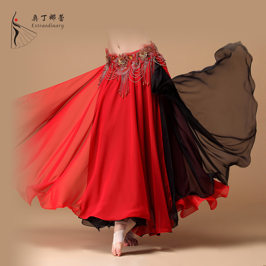 Belly Leather Dance Down Dress Large Swing Dress Clothing Double Switch Fork Wave Curbside North Korea Dance National Wind 100 Hitch Performance Dance Dress