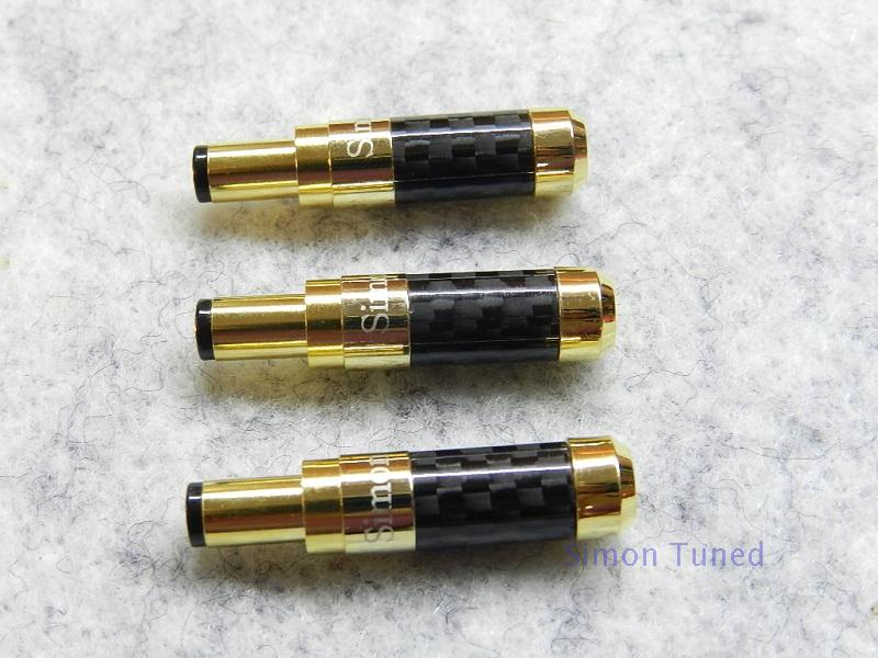 Taiwan customized carbon fiber shell pure copper plated 24K real gold DC5 5x2 5 power plug