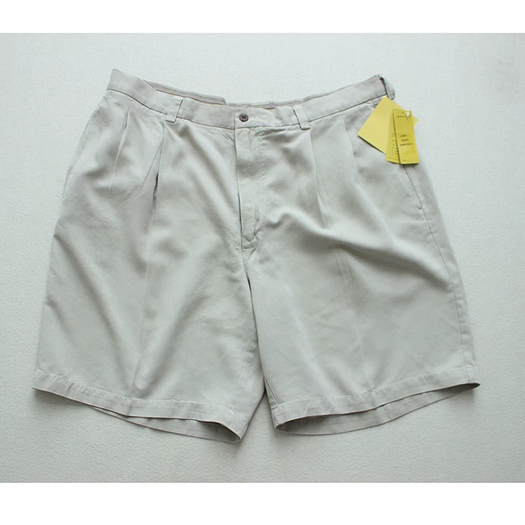 Mùa hè retro nam Hawaii lụa tơ tằm dệt lụa Quần short Bermuda quần giản dị (túi trắng)