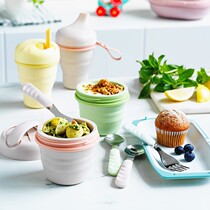 American MOBI Foldable silicone Silicone Travel Water Cup Snacks Bowl with handle with lifting rope with Handcup Carry Compression Cup