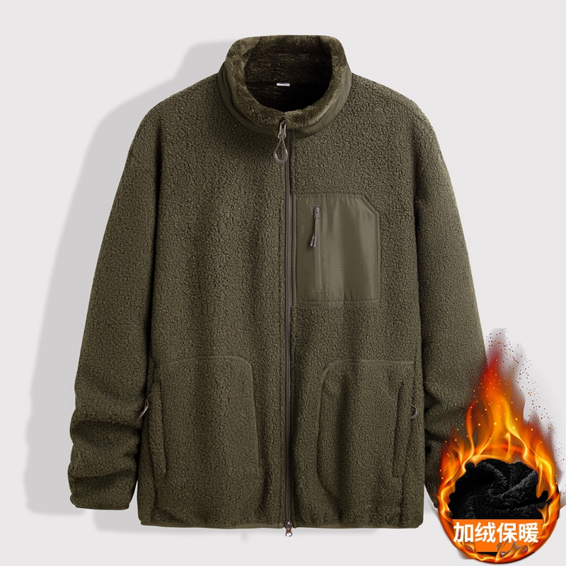 Plus-Size Fleece-Lined Sports Jacket for Men, Loose Fit, Extra Large, for Big and Tall Men, Fleece Jacket, Winter Warm Teddy Fleece