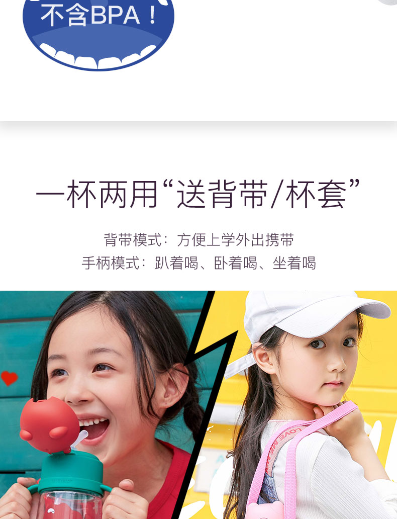Korea Cup gấu con cốc sippy cup mẫu giáo bé mẫu giáo chống vỡ trường tiểu học trẻ em mùa hè uống nước chai - Tách bình giữ nhiệt thủy tinh
