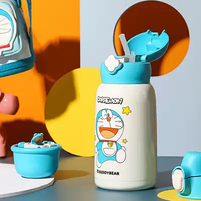 Cup bear Dingdang cat children's thermos cup with straw dual-use water cup for boys and girls kindergarten students baby kettle