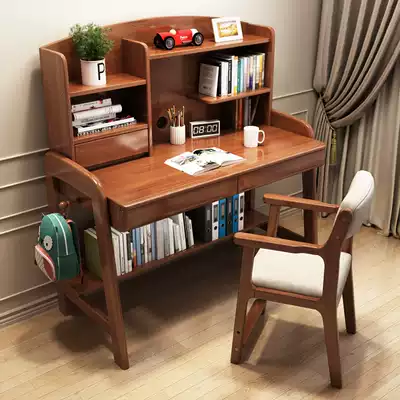 Children's learning table and chair set simple household small apartment solid wood desk can lift students homework desk