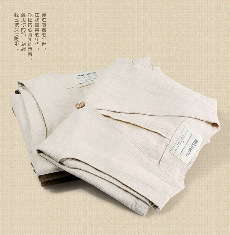 Mùa thu mới cho nam áo vest bằng vải lanh cho nam Áo vest vest vest trung niên