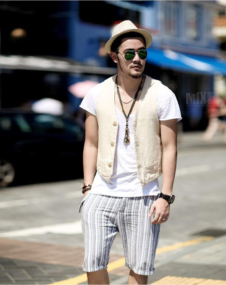 Mùa thu mới cho nam áo vest bằng vải lanh cho nam Áo vest vest vest trung niên
