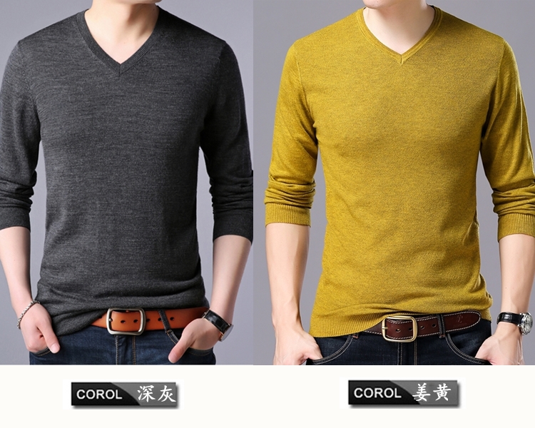 Áo len mùa thu và mùa đông nam trung niên màu rắn đáy áo tròn cổ áo thun rộng kích thước lớn cashmere áo len thanh niên quần áo nam áo sơ mi nam gucci