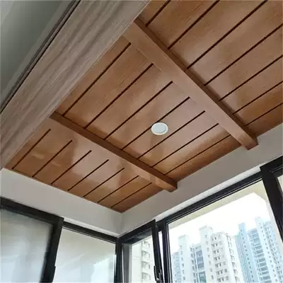 Integrated ceiling imitation wood grain long strip aluminum gusset custom American kitchen balcony powder room dining room aluminum alloy ceiling