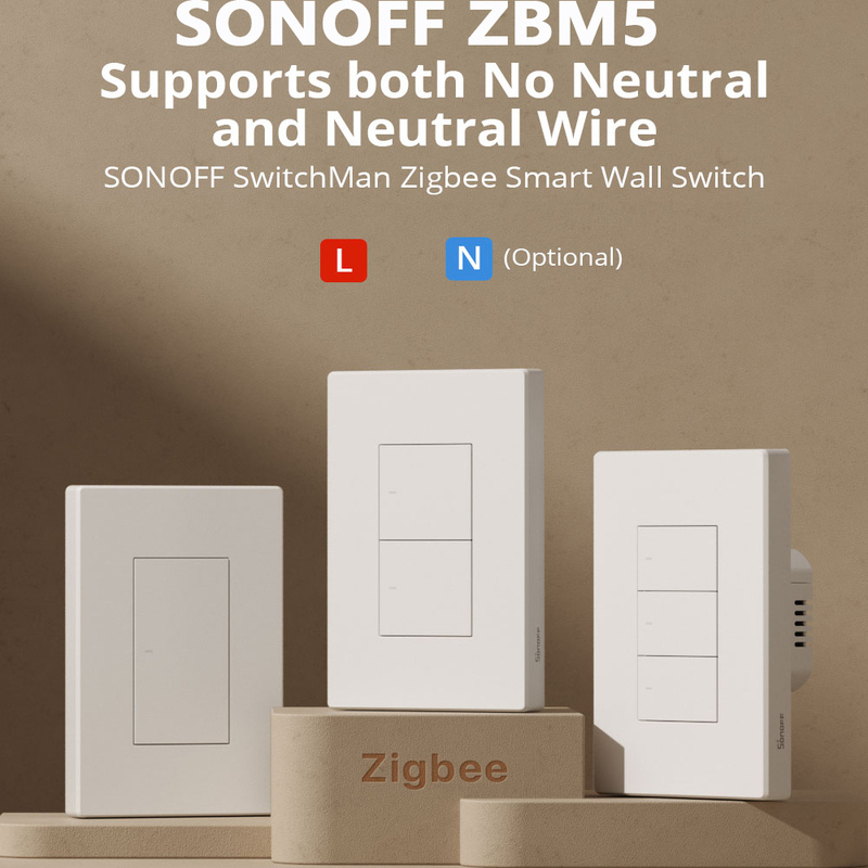 Sonoff Zbm5 120 86 1 2 3C Zigbee Smart Switch Single Wire Neutral Wire Universal Timing Control