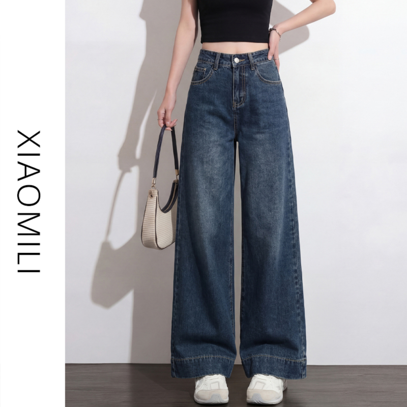 Narrow Vintage Blue Jeans for Women, Summer Guangzhou Xintang Wide-Leg Pants, Petite Straight-Leg Cropped Pants, XXS Narrow Vintage Blue Jeans for Women, Summer Guangzhou Xintang Wide-Leg Pants, Petite Straight-Leg Cropped Pants, XXS