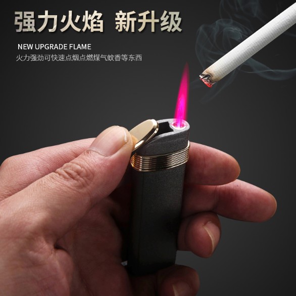 Bật lửa gió trung thực Baicheng thẳng vào ngọn lửa màu đỏ kim loại mờ siêu mỏng nam và nữ nhẹ hơn thuốc lá shop bật lửa độc la