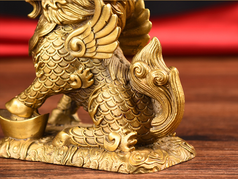 Bainayuan Kirin đồ trang trí Đồng Kirin đồ trang trí một cặp đồng nguyên chất Phong thủy trang sức giàu có thủ công Kirin trang trí nhà rẻ đẹp