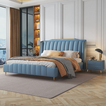 Leather bed double master bedroom modern simple atmosphere Italian modern light luxury can be customized 2 2 meters high-end wedding bed